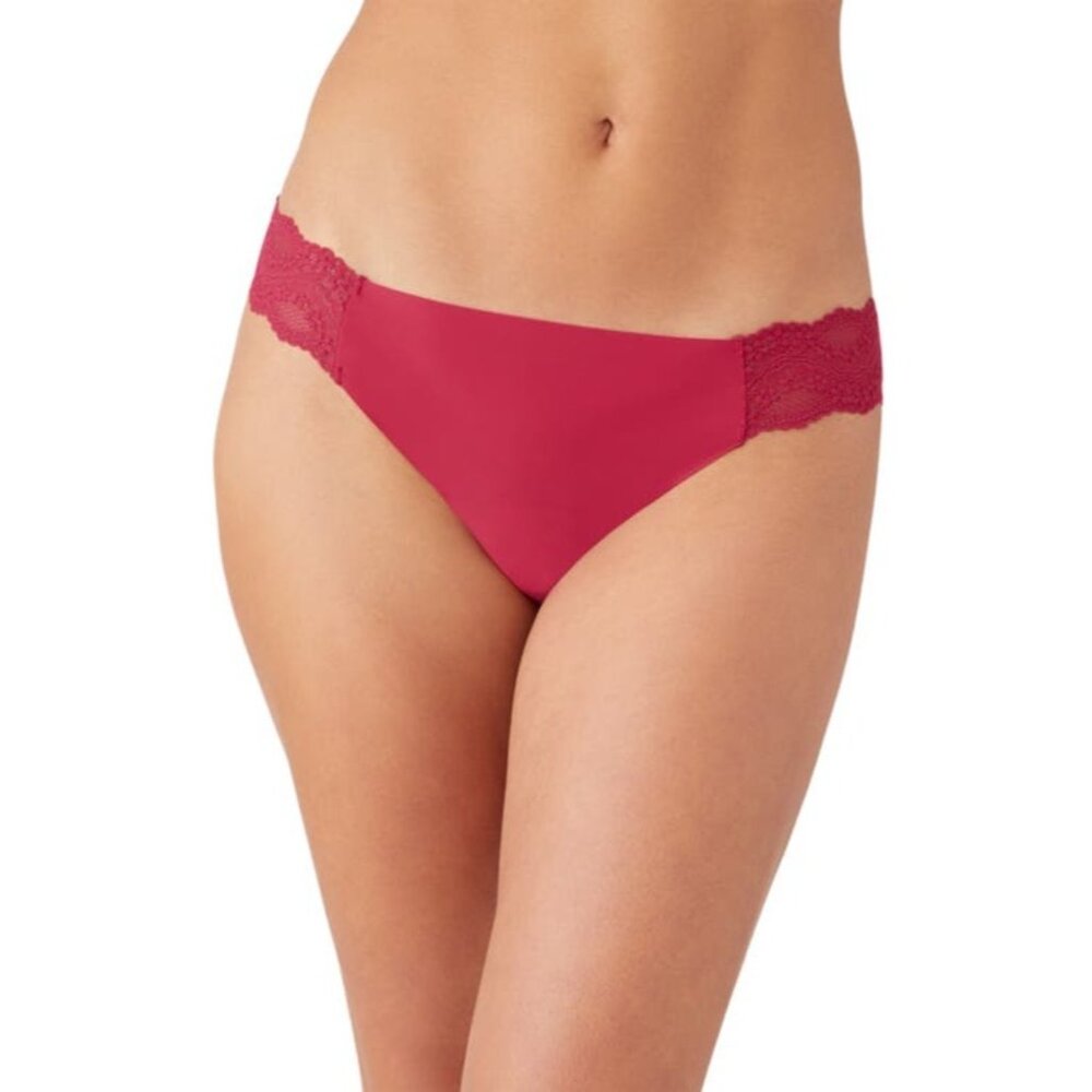 B.tempt'd‎ by Wacoal B.bare Bare Lace Panel Thong, Persian Red, Size S, NWT